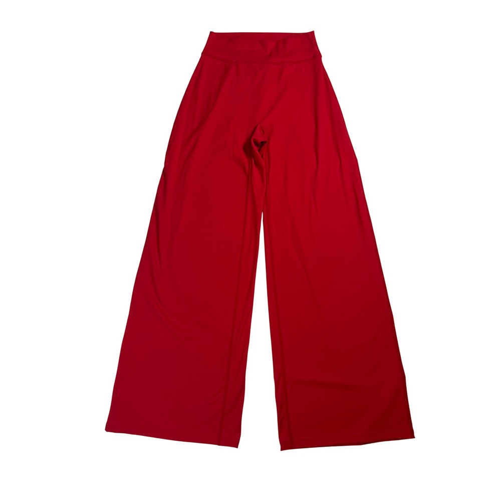 OQQ Red Wide Leg Yoga Pants High Waisted Athletic Trousers Womens Small